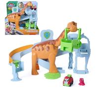 Paw Patrol: The Dino Movie, Lift and Race Dino Playset with 25,4 cm Brachiosaurus, Marshall Pup Squad Racer and Rhubarb Action Figure, Fun Preschool Toys for Girls and Boys Ages 3+