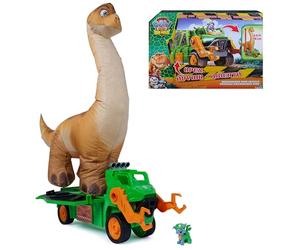 Paw Patrol: The Dino Movie, Megasaurus Dino Vehicle with 76,2 cm Inflatable Dinosaur Toy and Rocky Action Figure, Preschool Toys for Girls and Boys Ages 3+