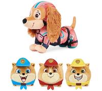 PAW Patrol: The Mighty Movie, Mighty Pups Liberty Plush Toy with Three Junior Patroller Mini Stuffed Animals, Kids’ Toys for Boys and Girls 3+