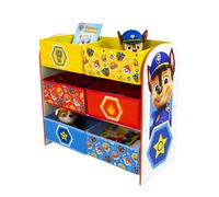 Paw Patrol Toy Storage Organiser Kids Wooden Cabinet Unit with 6 Fabric Boxes