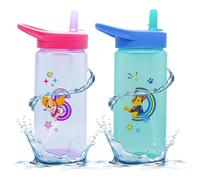 Paw Patrol Water Bottles for Kids - 2X 420ml BPA Free Straw Sipper with Skye & Chase Design - Leakproof Flip Lid, Reusable Plastic Bottles for School, Travel & Outdoor Use - Age 6+ Months