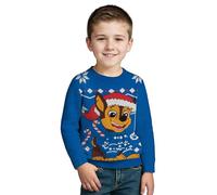 Paw Patrol Winter Jumper for Boys - Chase Winter Knitted Pullover Sweatshirt Ugly Sweater Blue