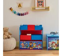 Paw Patrol Wooden Toy Organiser with 6 Storage Bins - Blue & Red