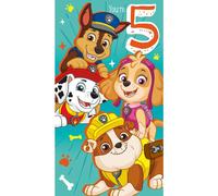 Paw Patrol You're 5 Birthday Card - Skye, Rubble, Marshall & Chase on Front, Space Inside for Your Message