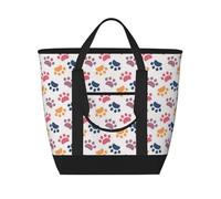 Paw Pattern Animal Imprint On A White,Lunch Bags Large Capacity Insulated Tote Bag For Women Men Work Picnic Travel
