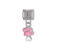 Paw Print and Bone Dangle Charm - fit all classic 9mm Italian style charm bracelet - UK stock