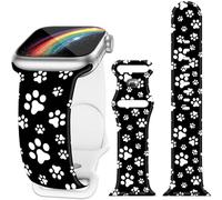 Paw Print Black Watch Band Compatible with Apple Watch Bands for Women Holiday 38mm 40mm 41mm 42mm iphone iWatch Series Ultra 10 9 8 7 SE 6 5 4 3 2 Replacement Band