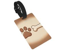 Paw Print Bone Luggage Tags for Suitcases - Durable PVC ID Tags with Detachable Straps for Travel, Backpack, Golf Bag, Anti-Loss