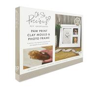 Paw Print Clay Mould & Photo Frame Kit for Dog or Cat | Pet Memorial Keepsake | Easy Home Use | 250g Air Drying Clay | Wooden Roller & Glue Included