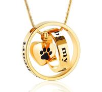 Paw Print Cremation Jewellery for Pet Ashes Urn Necklace for Cat/Dog Ashes Funeral Keepsake Urn Necklace Paw Print Memorial Necklace Forever in My Heart,No Longer by My Side