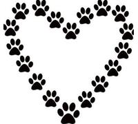 Paw Print heart - self inking stamp - Black - 28 x 28 mm
