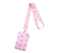 Paw Print ID Card Holders for Cat Lovers Cute Double Sided ID Badge Holder for Nurses Students Paws Patterned Pink Lanyard with Card Holder Plastic Case Protector Badge for Office Worker Business