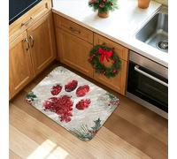 Paw Print Kitchen Mats for Floor, Red Paws Festive Holiday Soft Mats, Cushioned Comfort Washable Non Slip Decor Rugs for Kitchen Sinks Laundryroom Bathroom 20x31 Inch