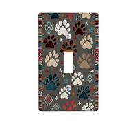 Paw Print Light Switch Cover Plates/Outlet Covers, Cozy Gray Animal Tracks for Home Décor, Thermoplastic Wall Plates, Standard Size Single Toggle
