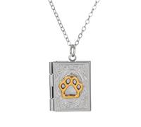 Paw Print Locket Necklace that Hold Picture Charm Pet Dog Cat Paw Pendant Keepsakes Memorial Jewelry, Copper, No Gemstone