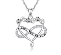 Paw Print Necklace 925 Sterling Silver Dog Cat Charms Pendant Pet Jewelry Gifts for Women Girls