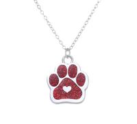 Paw Print Necklace for Women Cute Dainty Animal Pendant Necklace Glitter Personalized Colorful Pet Memorial Necklace Dog or Cat Memorial Jewelry Gifts for Cat Mom Animals Lover, S, Zinc, No Gemstone