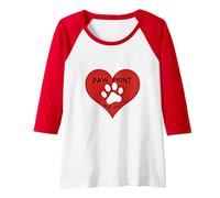 Paw Print On My Heart Pet Love Raglan Baseball Tee, Women, Red/White, XL