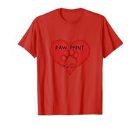 Paw Print On My Heart Pet Love T-Shirt, Men, Red, M