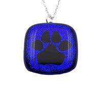 Paw Print Pendant, Dog Paw Print Pendant, Cat Paw Print Pendant, Handmade Dichroic Glass Pendant