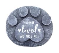 Paw Print Pet Memorial Stone Garden Marker | Commemorative Graveside Ornament | Grave Memory Plaque - Forever Loved