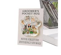 Paw Print Pocket - Pet Groomer Ornament, Inspirational with Message Card, Appreciation Collectible, Animal Lover Decoration, Motivation Charm for Adults, Kids, 1.18x1.18 inches