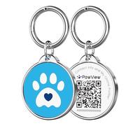 Paw Print QR Code Dog Tag - Personalized Pet ID Tag with Secure Profile, Stainless Steel Waterproof Design, Light & Quiet, UK Pet Safety