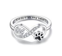Paw Print Ring Sterling Silver Memorial Cat Paw Print Ring Dog Infinity Puppy Pet Claw Rings for Women Cat Dog Jewellery for Women-Size 8