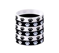 Paw Print Rubber Bracelets for Women Men Silicone Rubber Bands for Bracelets Dog Paw Stretchy Bracelet for Dog Lovers Birthday Gifts for Pet Owners Gifts for Women Men Pet Birthday Party Favor 6PCS