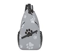 Paw Print Sling Bag Crossbody Backpack,Animal Dog Paw Prints Black and Grey Claws Seamless Pattern Chest Bag Adjustable Casual Shoulder Backpack Animal Footprints Travel Hiking Daypack for Men Women