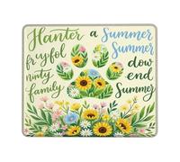 Paw Print Small Mouse Pad, Summer Fanciful Sunflower Chrysanthemum Summer Yellow Square Rubber Non Slip Aesthetic Desk Mousepads Desk Decor for Office Home Dorm Laptop Square 8x10 Inch