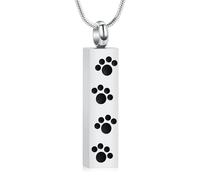 Paw Print Urn Necklaces for Ashes for Women Men Cremation Jewelry Funeral Keepsake Memorial Bar Pendant for Human/Pet Holder Loved Ones Ash