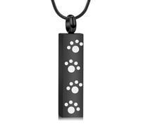 Paw Print Urn Necklaces for Ashes for Women Men Cremation Jewelry Funeral Keepsake Memorial Bar Pendant for Human/Pet Holder Loved Ones Ash