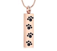 Paw Print Urn Necklaces for Ashes for Women Men Cremation Jewelry Funeral Keepsake Memorial Bar Pendant for Human/Pet Holder Loved Ones Ash