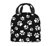 Paw Print White Black Kids Lunch Bag Women Insulated Lunchbox Reusable Lunchboxes Cooler Tote Box Thermal Lunchbag for School Work