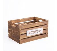 Paw Print Wooden Pet Toys Storage Box Collection Basket Wooden Crates Dog Gift Hamper (Brown, Large)