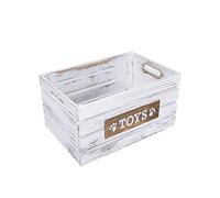Paw Print Wooden Pet Toys Storage Box Collection Basket Wooden Crates Dog Gift Hamper (White, Large)