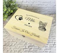 Paw Print Yorkshire Terrier Dog Pet Memorial Personalised Wooden Keepsake Box - Custom Wood Memory Keepsake Storage Gift Box - Memorial Wooden Memory Boxes - Quality Keepsake Wood Box With Lid