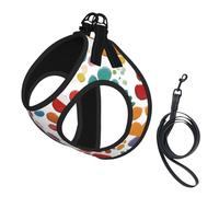 Paw Prints Art 1 Print Step in Dog Harness and Leash Set,Adjustable Reflective Harness for Small Dogs Cats