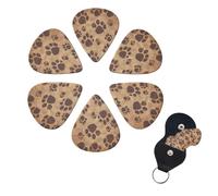 Paw Prints Art Print Guitar Picks 6 Pack Guitar Plectrums with Pick Holders Bass Picks For Acoustic Guitar Bass Electric Ukulele Includes 0.46mm, 0.71mm, 0.96mm