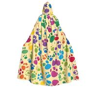Paw Prints Art Print Halloween Hooded Cloak Medieval Renaissance Style Costume Unisex Wizard Role Play