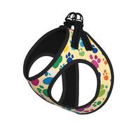 Paw Prints Art Printing Dog Summer Harness With Leash Set,Adjustable And Reflective Step-In Puppy Pet Vest Harnesses