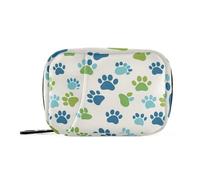 Paw Prints Blue Green medicine bag with Detachable Compartments portable pill cases organizers