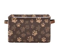 Paw Prints Brown Storage Basket Storage Bin Collapsible Closet Organizing Storage Cubes for Home Cloth with Handle 1 Pack