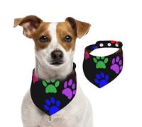 Paw Prints,Dog Bandanas Cotton Pet Scarf Adjustable Bibs for Pet,L