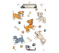 Paw Prints Dog Bones White Clipboard Acrylics Cute Clip Board Cute Decorative Letter Size Clipboards with Low Profile Metal Clip for Women Men Teachers Nurses