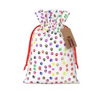 Paw Prints Hemp Bundle Gift Bag,Christmas Bags Holiday Wrapping Bag For Christmas Party