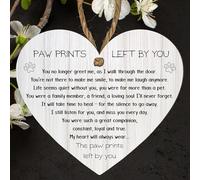 Paw Prints Left by You Memorial Heart Plaque with Inspirational Quote - Pet Remembrance - Hanging Plaque for Home Decor - Dog Cat Loss Sympathy Gift (Light Grey, Medium: 15 cm (H) × 13 cm (W))