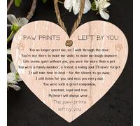 Paw Prints Left by You Memorial Heart Plaque with Inspirational Quote - Pet Remembrance - Hanging Plaque for Home Decor - Dog Cat Loss Sympathy Gift (Peach, Medium: 15 cm (H) × 13 cm (W))