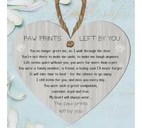 Paw Prints Left by You Memorial Heart Plaque with Inspirational Quote - Pet Remembrance - Hanging Plaque for Home Decor - Dog Cat Loss Sympathy Gift (Dark Grey, Large: 23 cm (H) × 20 cm (W))